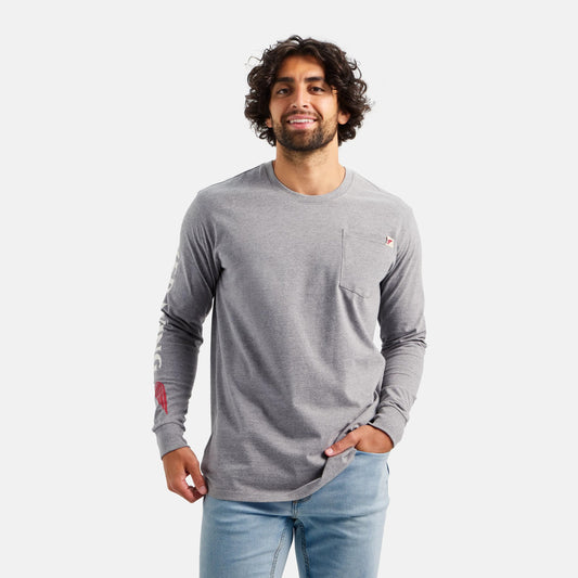 Red Wing Shoes Long Sleeve Classic Pocket Tee in Heather Gray 98475 | Red Wing