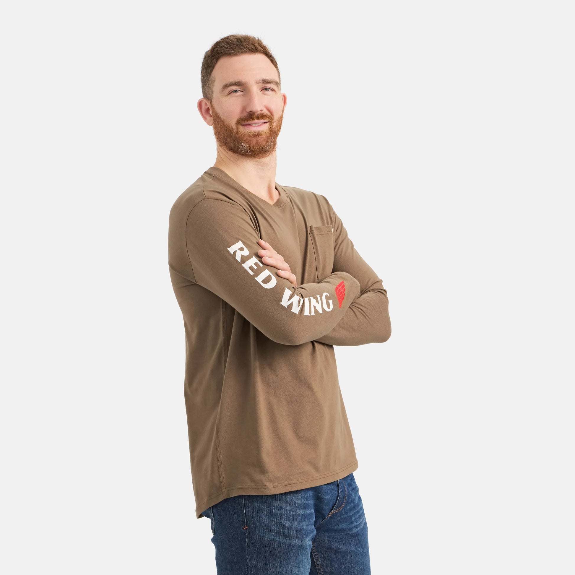 Red Wing Shoes Long Sleeve Classic Pocket Tee in Brown