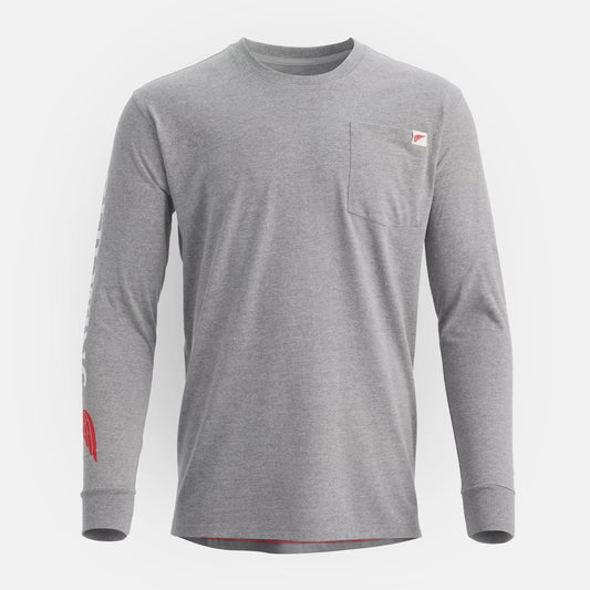 Red Wing Shoes Long Sleeve Classic Pocket Tee in Heather Gray 98475 | Red Wing