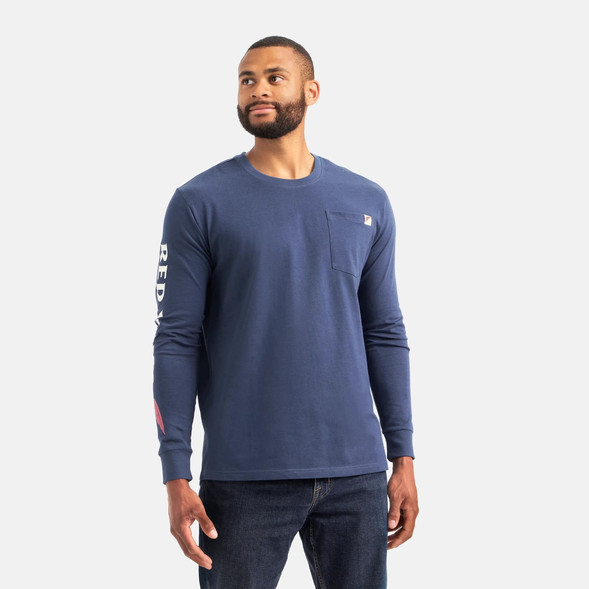 Red Wing Shoes Long Sleeve Classic Pocket Tee in Navy 98476