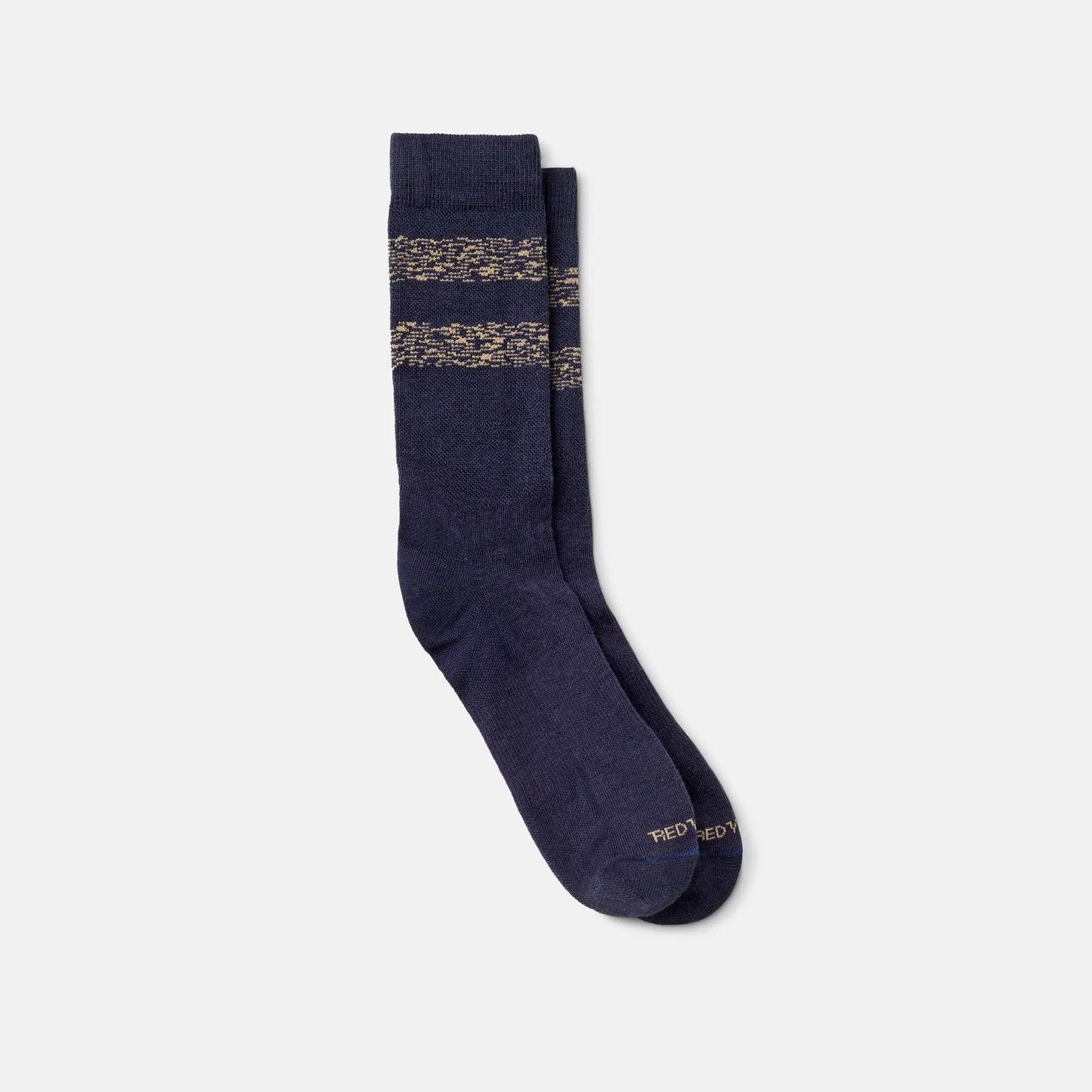 Red Wing Shoes Unisex Wool Blend Striped Crew Socks in Navy/Tan | Red Wing Heritage 97676